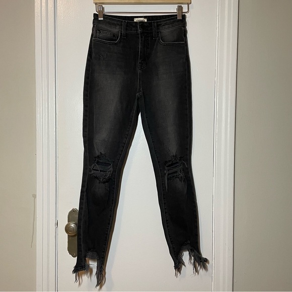 L'AGENCE High Line Skinny High Rise Jeans in Nighttime Destruct Size 26 - Picture 7 of 14
